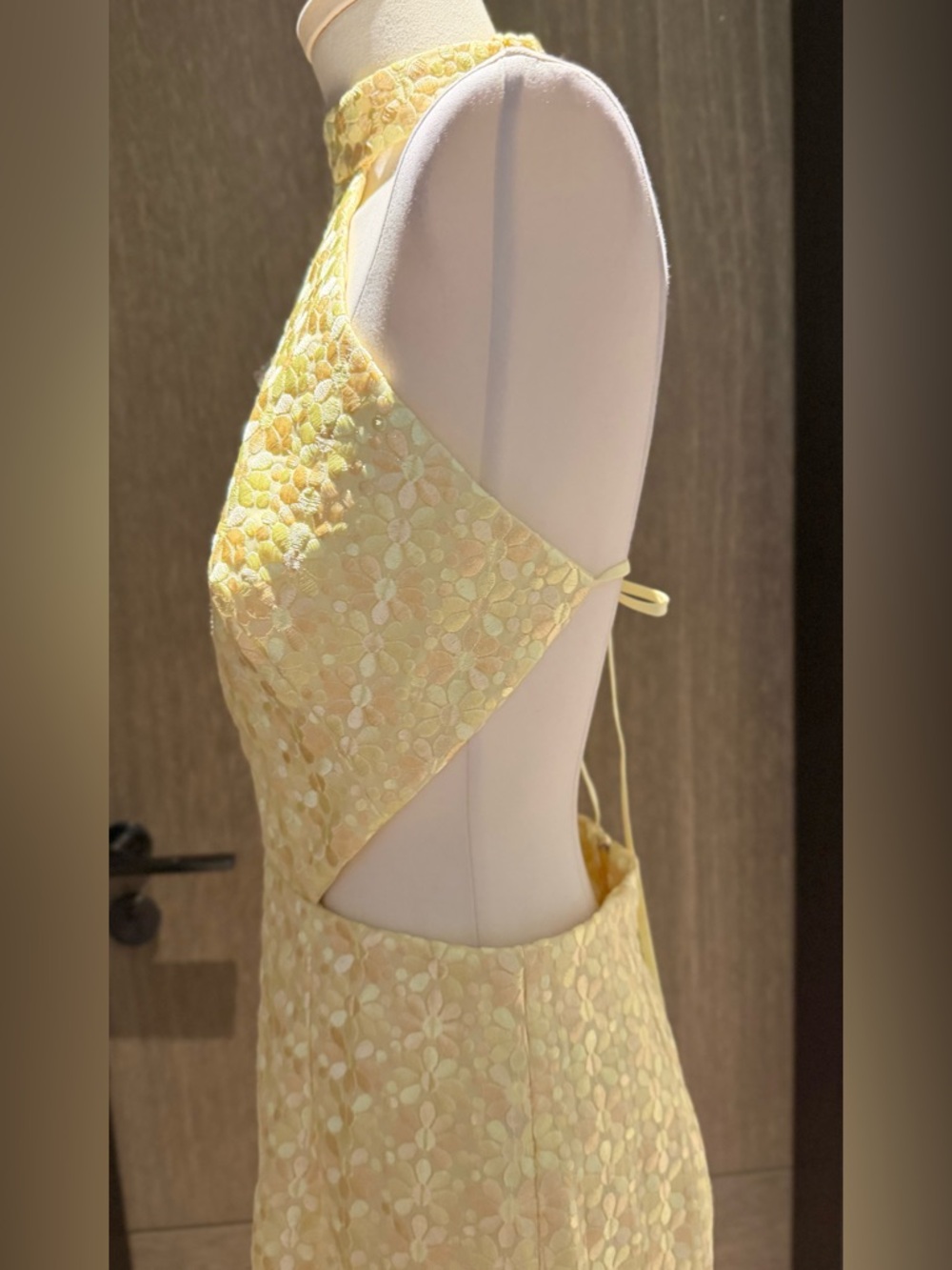 STAUD Pale Yellow Halter Backless Short Romper - Picture 7 of 12